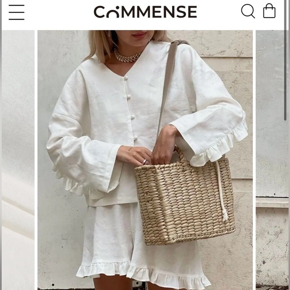 Commense Pure Cotton Ruffle Decor Shorts Set - Picture 3 of 6